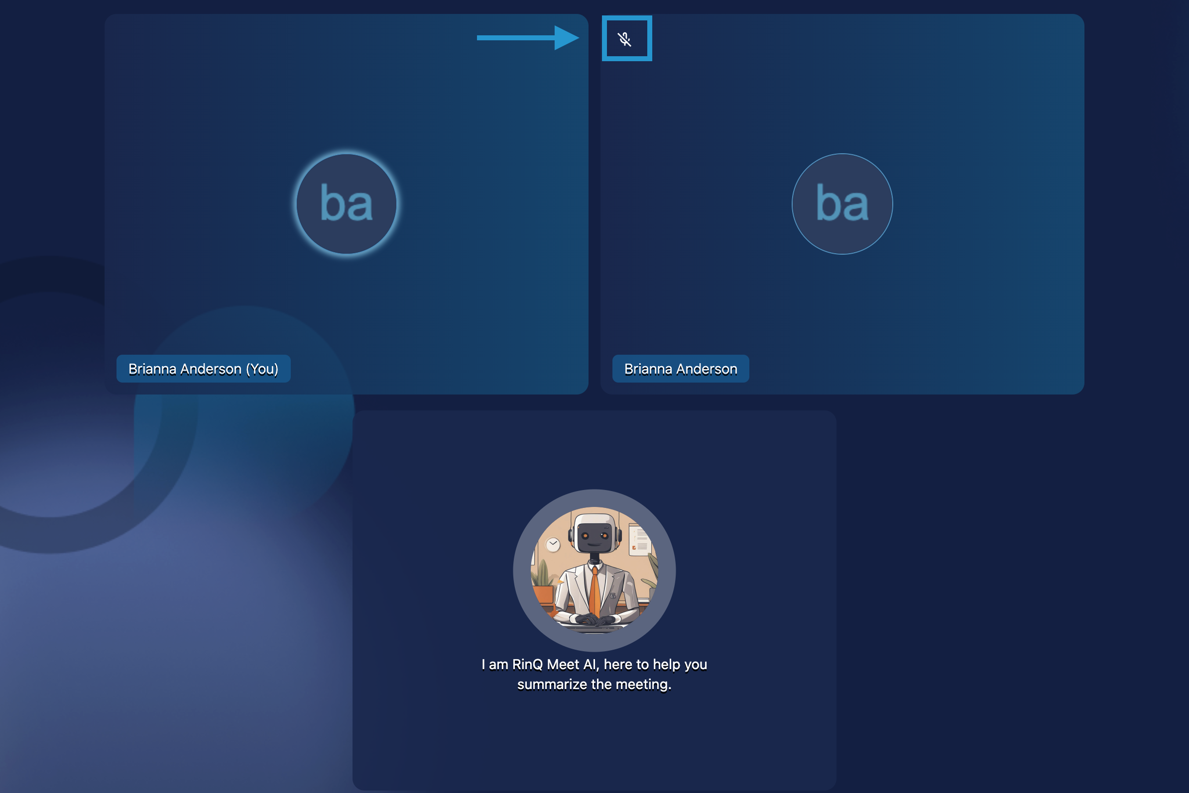 Mute meeting participants in RingQ Meet